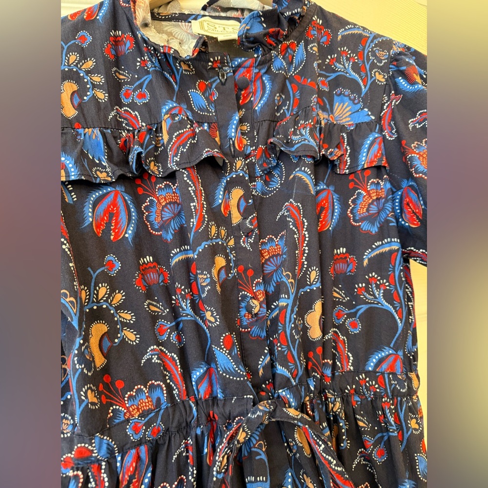 Sail To Sable Aztec Floral Scalloped Edge Shirt Dress - Picture 7 of 11